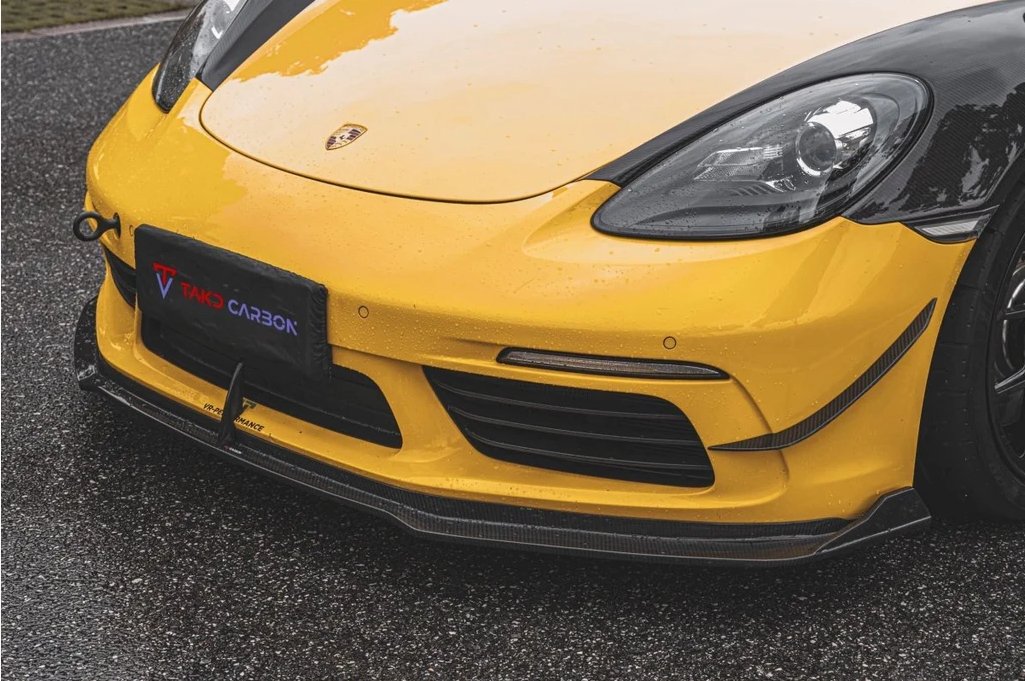 TAKD - PORSCHE CAYMAN / BOXSTER 718 DRY CARBON FRONT LIP - Aero Carbon UK