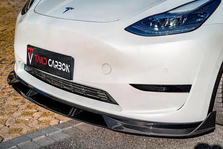 TAKD - TESLA MODEL Y DRY CARBON FIBRE FRONT LIP - Aero Carbon UK