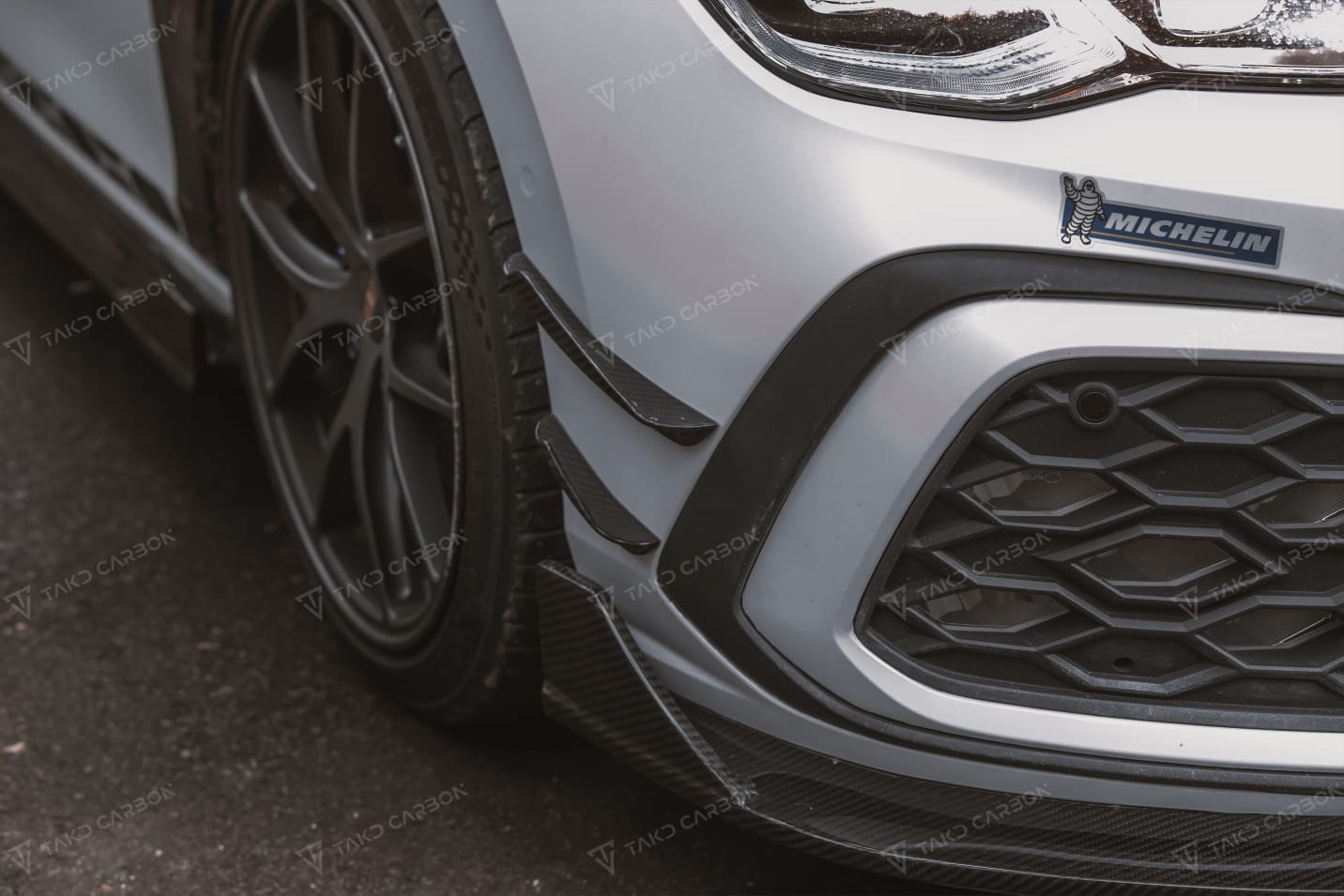 TAKD - VOLKSWAGEN GOLF MK8 GTI DRY CARBON FIBRE CANARDS - Aero Carbon UK