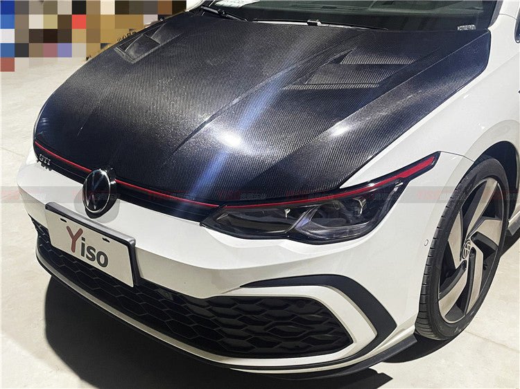 YISO - VOLKSWAGEN GOLF MK8 CARBON FIBRE BONNET HOOD V2 - Aero Carbon UK