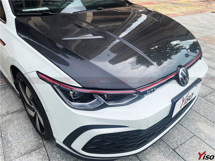 YISO - VOLKSWAGEN GOLF MK8 CARBON FIBRE BONNET HOOD V2 - Aero Carbon UK